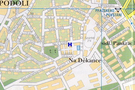 hostel Podoli-blok D - poloha na mape Prahy