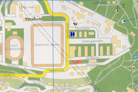 hostel Strahov - poloha na mape Prahy