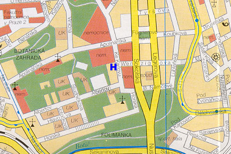 hostel U Melounu - poloha na mape Prahy
