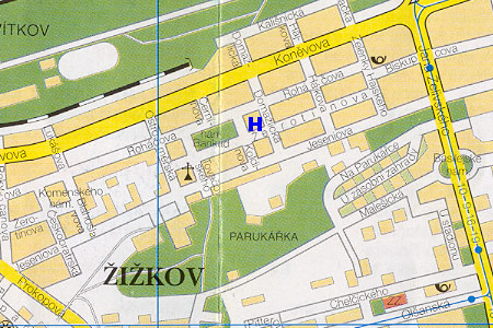hotel Aron - poloha na mape Prahy