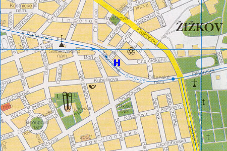hotel Golden City - poloha na mape Prahy