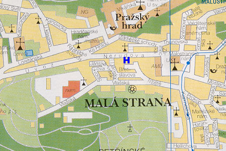 hotel U Brany - poloha na mape Prahy